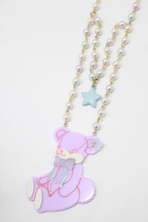 画像: Angelic Pretty / はにかみベアーネックレス  ラベンダー H-25-09-14-048-AP-AC-NS-ZH