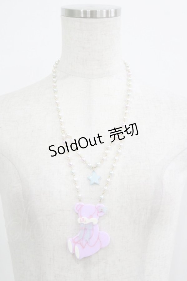 画像2: Angelic Pretty / はにかみベアーネックレス  ラベンダー H-25-09-14-048-AP-AC-NS-ZH (2)