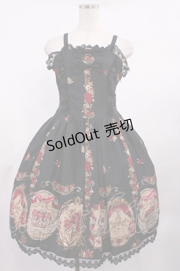 画像1: ALICE and the PIRATES / いばらうさぎのペイサージュ柄ジャンパースカートII Free ブラック H-25-09-14-1003-PA-OP-NS-ZH (1)