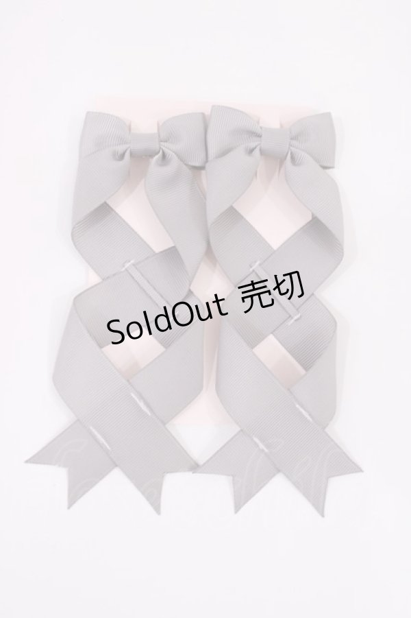 画像2: LOTUS ribbon / ツインリボンバレッタ  グレー H-25-09-14-1039-EL-AC-NS-ZH (2)
