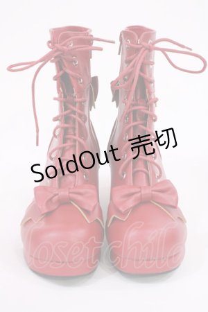 画像: DearMyLove / ハートカットロリータショートブーツ 25.0cm レッド H-25-09-14-1042-EL-SH-NS-ZH