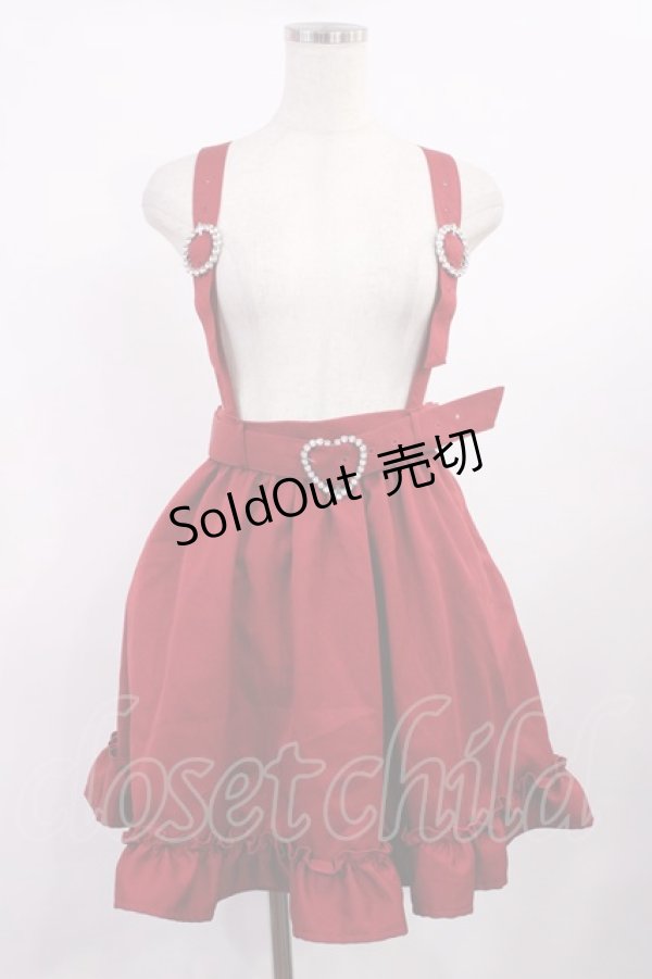 画像1: DearMyLove / ストーンバックルサスフリルスカート LL レッド H-25-09-14-1013-EL-SK-NS-ZH (1)