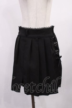 画像: DearMyLove / レースアップスリットプリーツスカパン L ブラック H-25-09-14-1017-EL-SK-NS-ZH