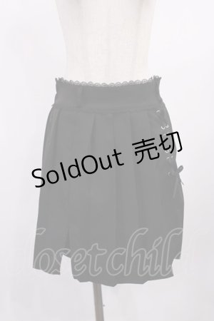 画像: DearMyLove / レースアップスリットプリーツスカパン L ブラック H-25-09-14-1017-EL-SK-NS-ZH