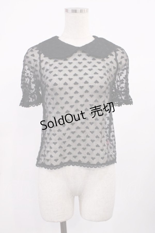 画像1: Honey Cinnamon / ハートチュールトップス Free ブラック H-25-09-14-1026-LO-TO-NS-ZH (1)