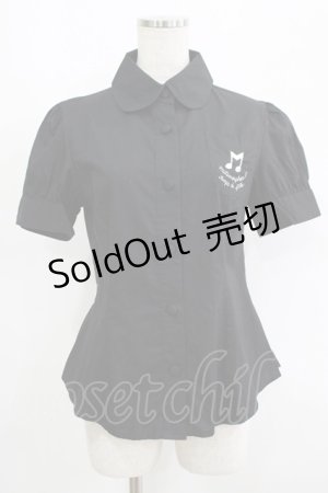 画像: metamorphose / 音符刺繍半袖ブラウス Free ブラック H-25-09-14-017-ME-BL-NS-ZH