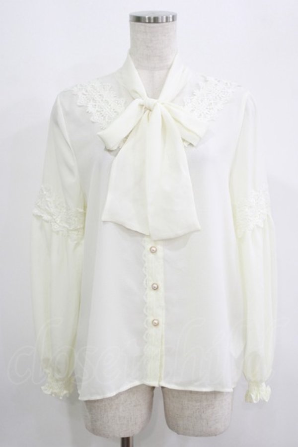 画像1: axes femme / ボウタイシアーブラウス M 生成り H-25-09-14-021-AX-BL-NS-ZH (1)