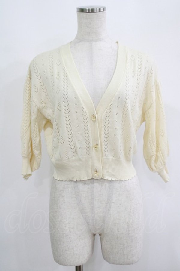 画像1: F&A / ドライフラワー釦透かし編みカーディガン Free OFFWHITE H-25-09-14-024-LO-TO-NS-ZH (1)