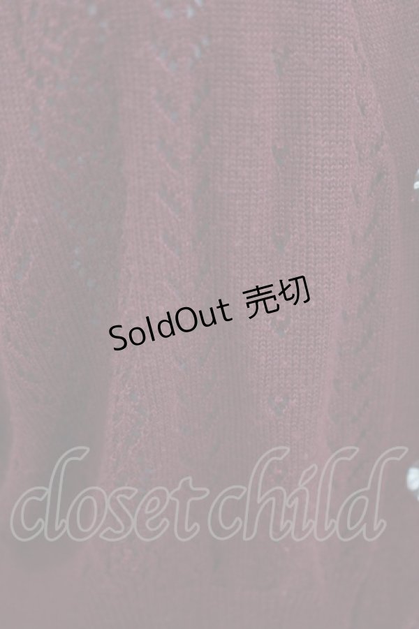 画像4: F&A / ドライフラワー釦透かし編み7分袖カーディガン Free Bordeaux H-25-09-14-028-LO-TO-NS-ZH (4)