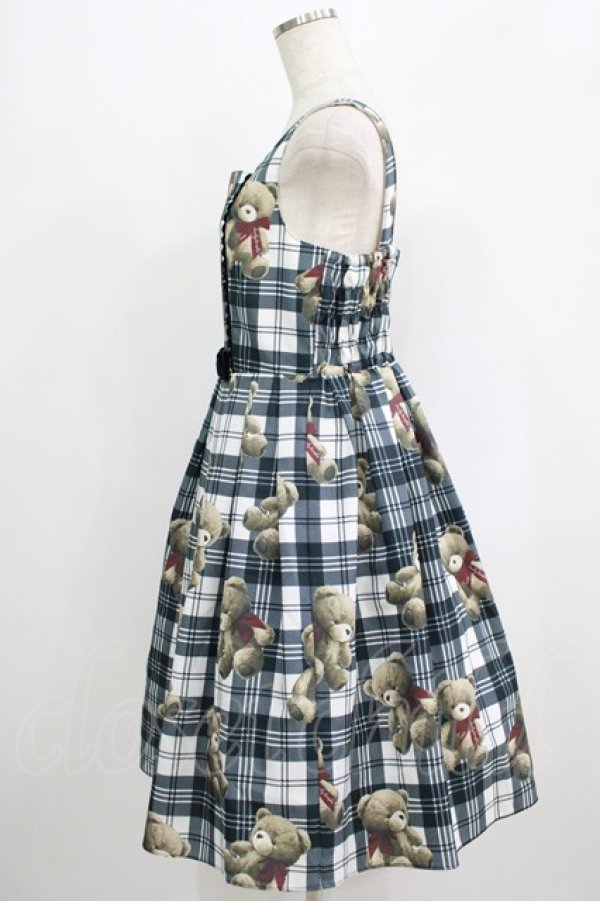 画像2: Emily Temple cute / Teddy Bear Tartanノースリーブワンピース  オフ白 H-25-09-16-003-ET-OP-KB-ZH (2)