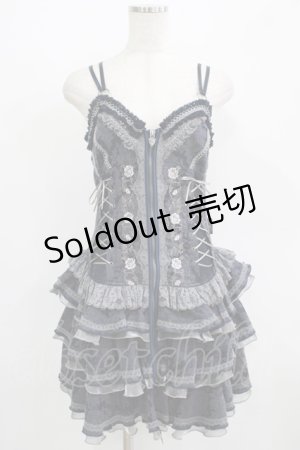 画像: Ozz oneste / 薔薇刺繍ジャガードキャミワンピース  ネイビー H-25-09-16-032-OO-OP-KB-ZH