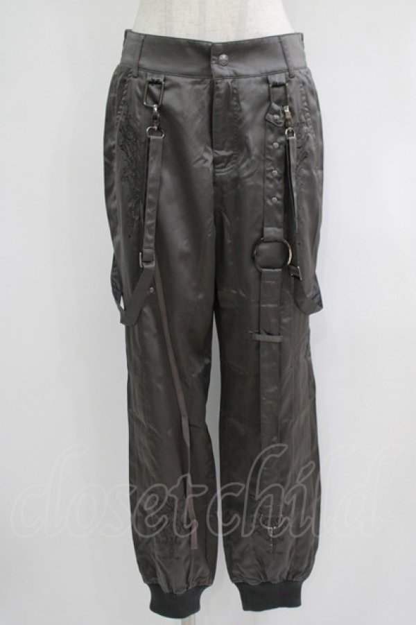 画像1: Ozz conte / 刺繍ベルトパンツ  グレー H-25-09-16-036-OO-PA-KB-ZH (1)