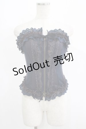 画像: Ozz oneste / 歯車薔薇刺繍オーバーバストコルセット  ネイビー H-25-09-16-044-OO-TO-KB-ZH