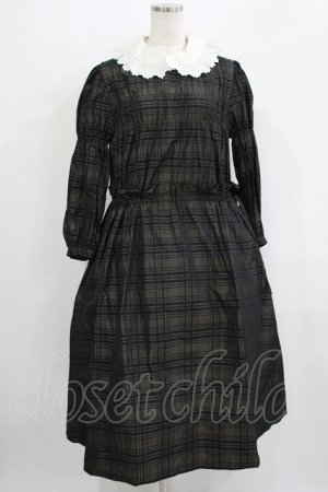 画像: Jane Marple / Memory shadow check shirring dress  ブラック H-25-09-16-005-JM-OP-KB-ZH