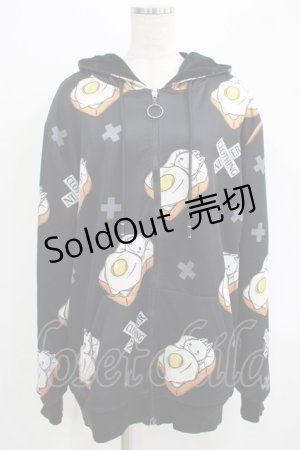 画像: NieR Clothing / 総柄ZIPパーカー F 黒 H-25-09-16-056-PU-TO-KB-ZH