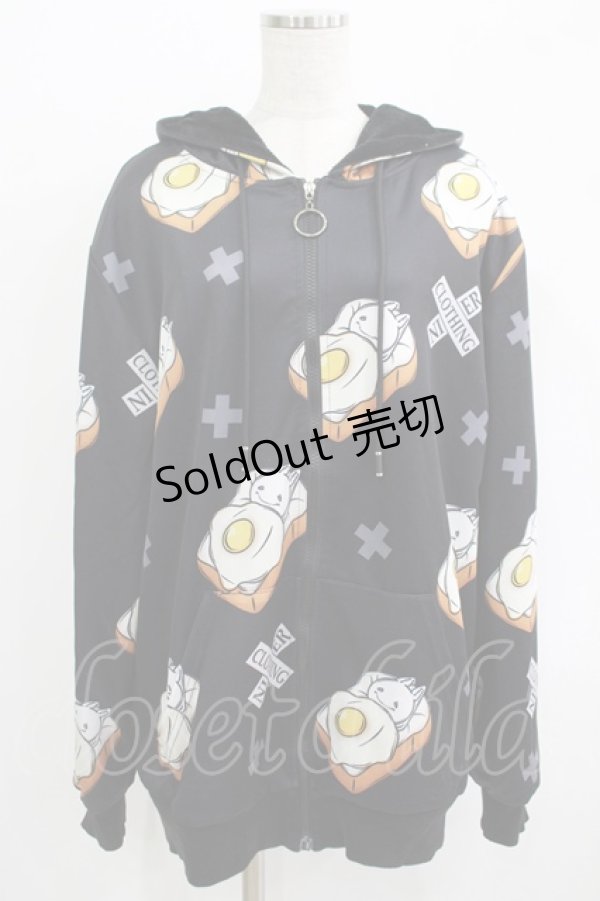 画像1: NieR Clothing / 総柄ZIPパーカー F 黒 H-25-09-16-056-PU-TO-KB-ZH (1)