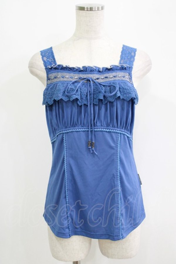 画像1: Ozz oneste / レースフリルキャミソール  ブルー H-25-09-16-063-OO-TO-KB-ZT121 (1)