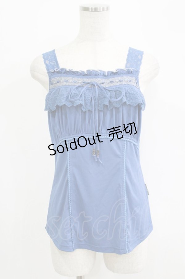 画像1: 【SALE】Ozz oneste / レースフリルキャミソール  ブルー H-25-09-16-063-OO-TO-KB-ZT121 (1)