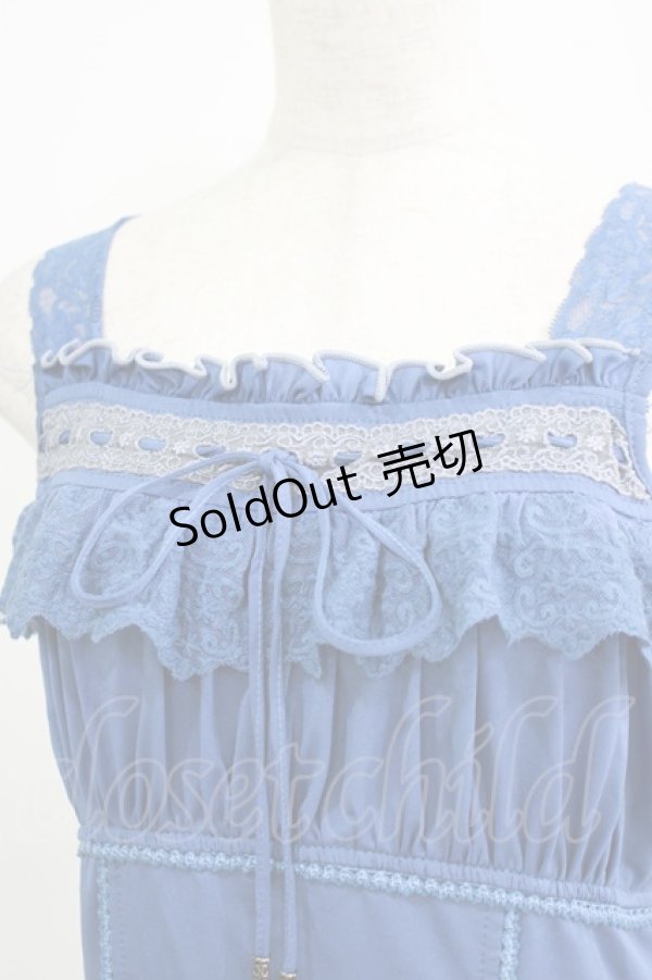 画像4: 【SALE】Ozz oneste / レースフリルキャミソール  ブルー H-25-09-16-063-OO-TO-KB-ZT121 (4)
