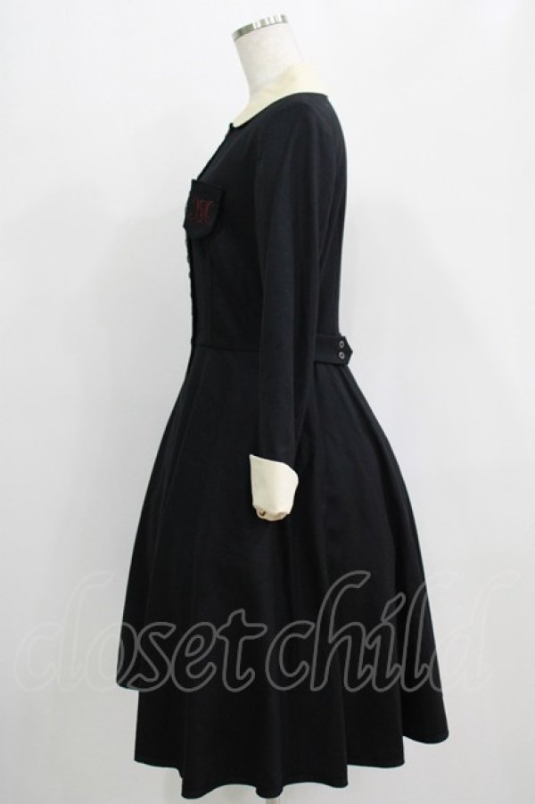 画像2: Jane Marple / ブローチ付ダブルボタンワンピース M 黒 H-25-09-16-007-JM-OP-KB-ZH (2)