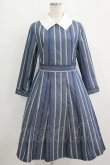 画像1: Jane Marple / Ribbon stripe jacquardのパプリックドレス  ブルーグレー H-25-09-16-010-JM-OP-KB-ZH (1)