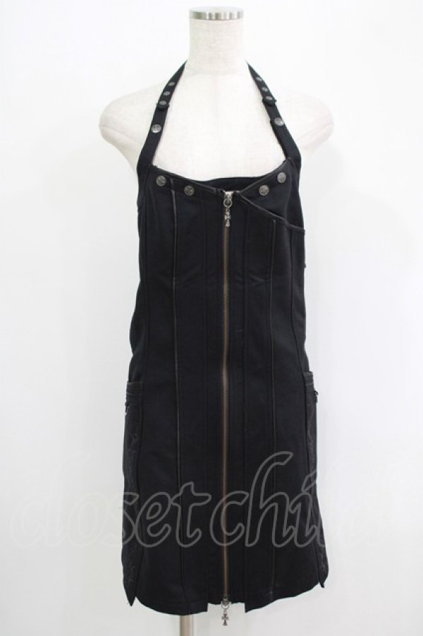 画像1: Ozz Croce / フロントZIPホルターワンピース  黒 H-25-09-16-020-OO-OP-KB-ZH (1)