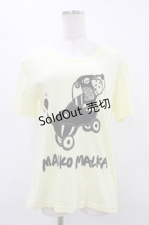 画像1: MALKOMALKA / プリントTシャツ  イエロー×黒 H-25-09-17-1042-PU-TO-KB-ZT494 (1)