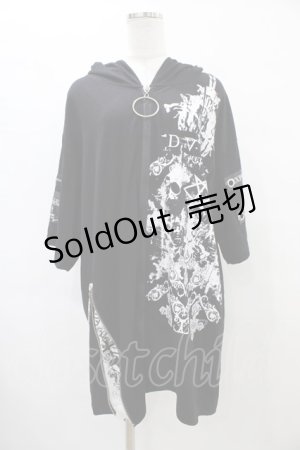 画像: SEX POT ReVeNGe / 半袖ロングZIPパーカー  黒×白 H-25-09-17-1060-SP-TO-KB-ZT277