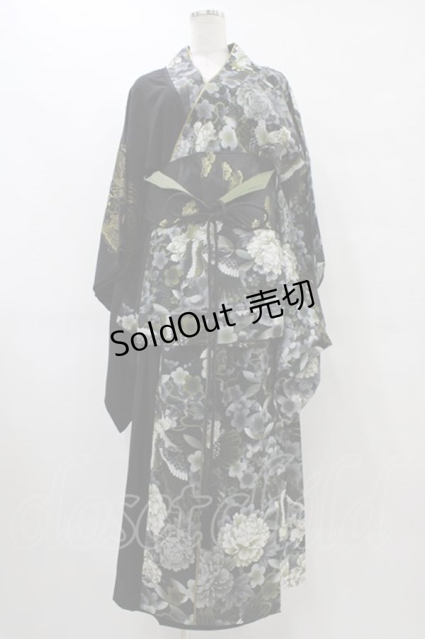 画像1: Qutie Frash / 浴衣SET  ブラック×ゴールド H-25-09-17-1011-QU-OP-KB-ZH (1)