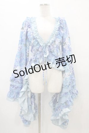 画像: Qutie Frash / 着物フリルショートカーデ  ブルー H-25-09-17-1019-QU-TO-KB-ZH