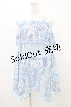画像: Qutie Frash / 和柄オフショルチュニック  ブルー H-25-09-17-1020-QU-TO-KB-ZH