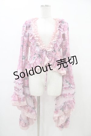 画像: Qutie Frash / 着物フリルショートカーデ  ピンク H-25-09-17-1021-QU-TO-KB-ZH
