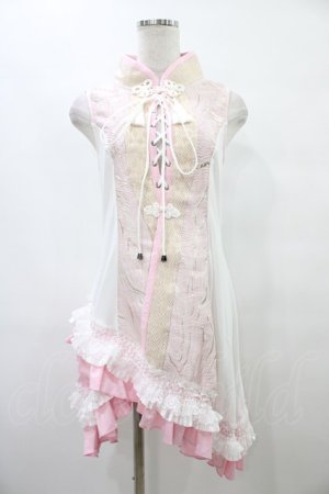 画像: Qutie Frash / 胸開きチャイナチュニック  ピンク H-25-09-17-1022-QU-TO-KB-ZH