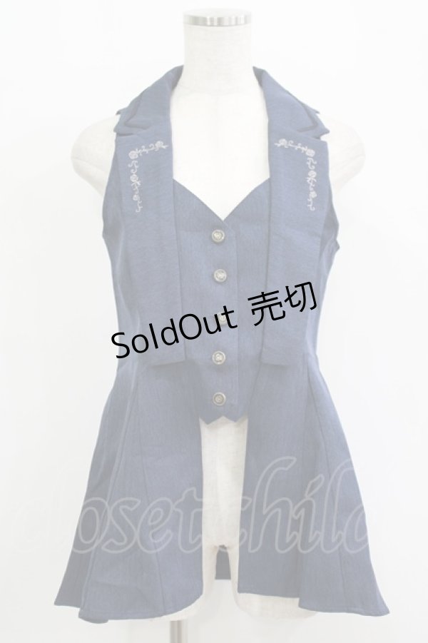 画像1: axes femme / バックタックロングベスト M ネイビー H-25-09-18-034-AX-JA-NS-ZH (1)