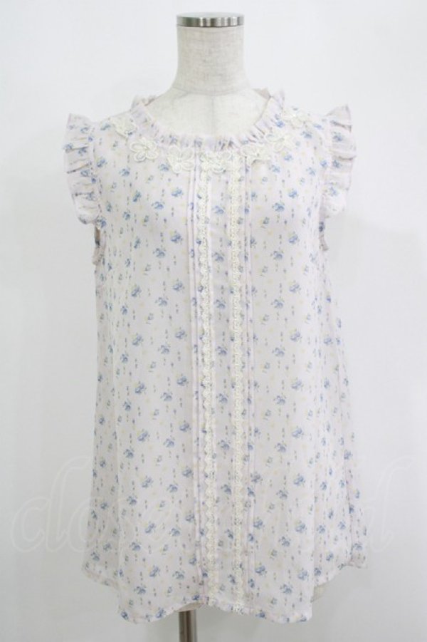 画像1: axes femme / 小花柄ノースリブラウス M ピンク H-25-09-18-040-AX-BL-NS-ZH (1)