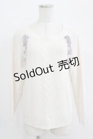 画像: axes femme / ベロアリボンレースアップニット M オフ/ラベンダー H-25-09-18-047-AX-TO-NS-ZH