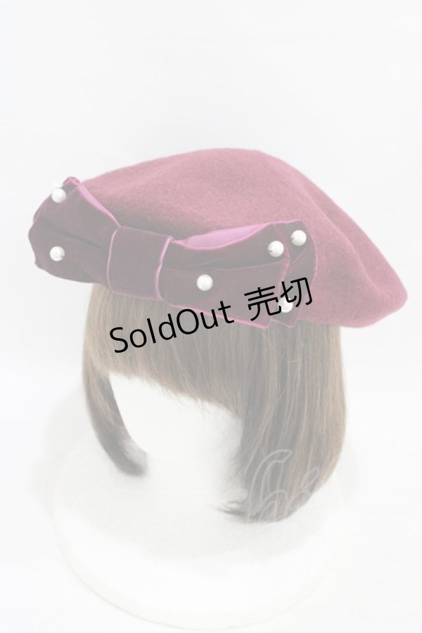 画像1: m petit by misako / AMミニリボンバスクベレー  ブラック/ボルドー H-25-09-18-1004-LO-AC-NS-ZH (1)