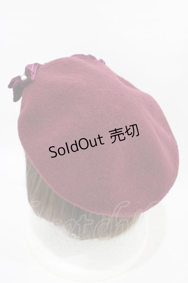 画像2: m petit by misako / AMミニリボンバスクベレー  ブラック/ボルドー H-25-09-18-1004-LO-AC-NS-ZH (2)