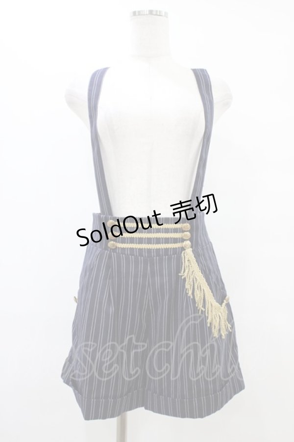 画像1: Amavel / サスペンダー付ストライプ柄ショートパンツ Free ネイビー H-25-09-18-1046-CA-PA-NS-ZH (1)