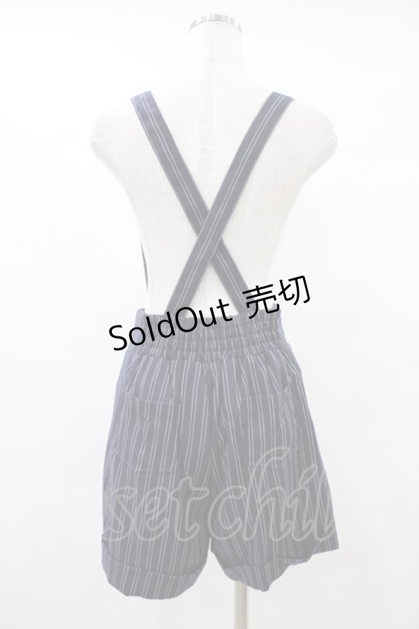 画像2: Amavel / サスペンダー付ストライプ柄ショートパンツ Free ネイビー H-25-09-18-1046-CA-PA-NS-ZH (2)