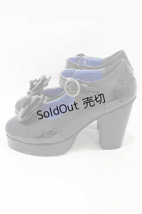 画像2: YOSUKE by Leche / コサージュ付ストラップシューズ M/23.0〜23.5cm ブラックエナメル H-25-09-18-1001-0-SH-NS-ZH (2)