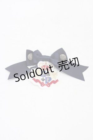 画像: ALICE and the PIRATES / Chester&Maisyワッペン付きリボンブローチ  ネイビー H-25-09-18-1012-PA-AC-NS-ZH
