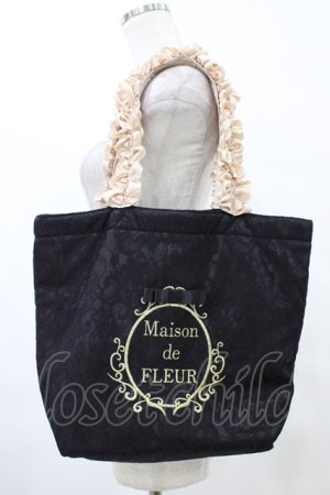 画像: Maison de FLEUR / フリルハンドルトートバッグ  ブラック H-25-09-18-1018-LO-BG-NS-ZH
