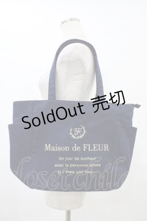 画像: Maison de FLEUR / サイドポケットMトートバッグ  ネイビー H-25-09-18-1019-LO-BG-NS-ZH