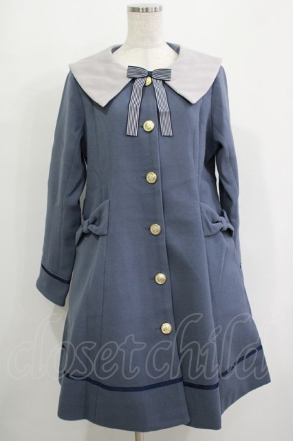 画像1: Amavel / ストライプリボンセーラーコート Free ブルー H-25-09-18-022-CA-CO-NS-ZH (1)