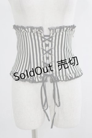 画像: PEACE NOW / レースアップストライプコルセット  黒 H-25-09-19-032-PU-ZA-KB-ZH