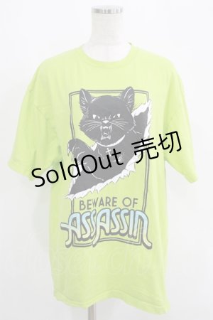 画像: 【SALE】LISTEN FLAVOR / アサシンキャットビッグTシャツ  ライム H-25-09-19-043-PU-TO-KB-ZT490