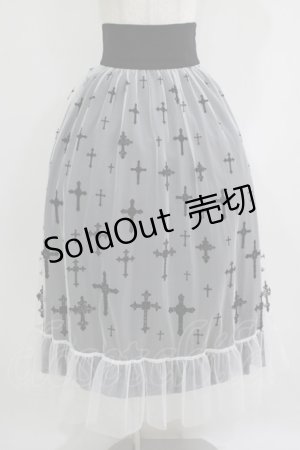 画像: Moi-meme-Moitie / 十字架フロッキーハイウエストスカート 9号 ホワイト×ブラック H-25-09-19-005-MO-SK-KB-ZH