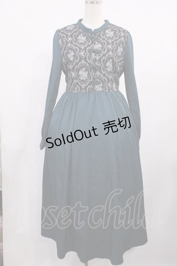 画像1: axes femme / チャイナ×オーナメント柄ワンピース Free グリーン H-25-09-19-1003-AX-OP-NS-ZH (1)