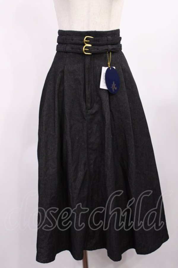 画像1: an another angelus / ダブルベルトタックフレアースカート Free BLACK H-25-09-19-1015-CA-SK-NS-ZH (1)